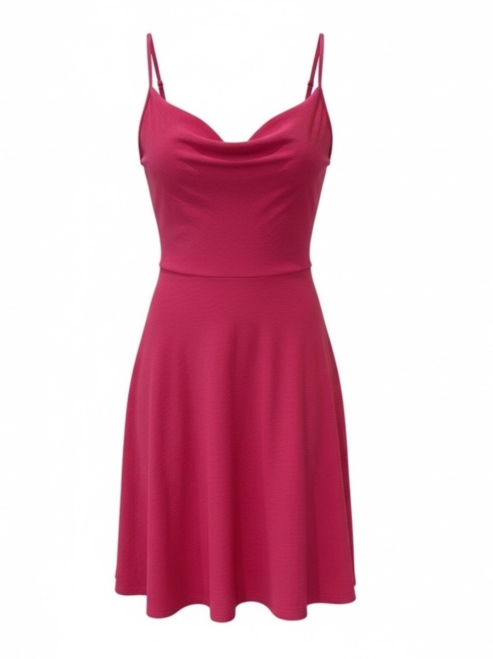 See You Monday Women Size M Hot Pink Y2K Cowl Neck Slinky Mini Slip Dress NWT